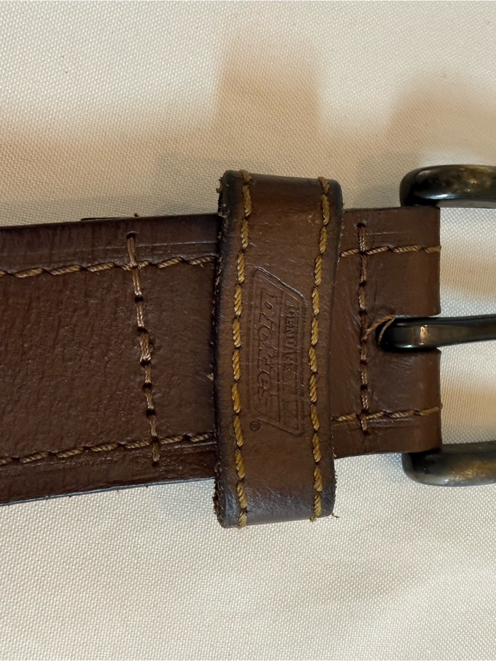 Dickies Dark Brown Leather Belt with Branded Keeper Sz 40”